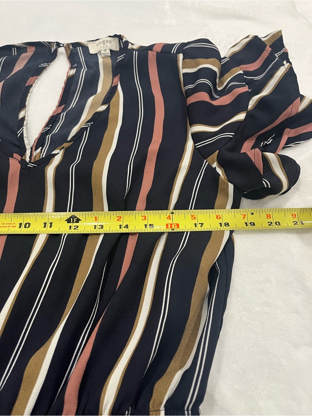 Umgee Striped Ruffled Romper - Size M - Picture 6 of 8